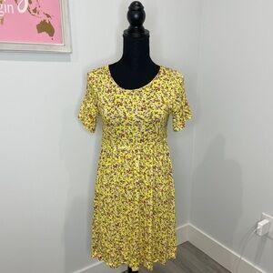 Love, Fire Yellow Floral Babydoll Dress